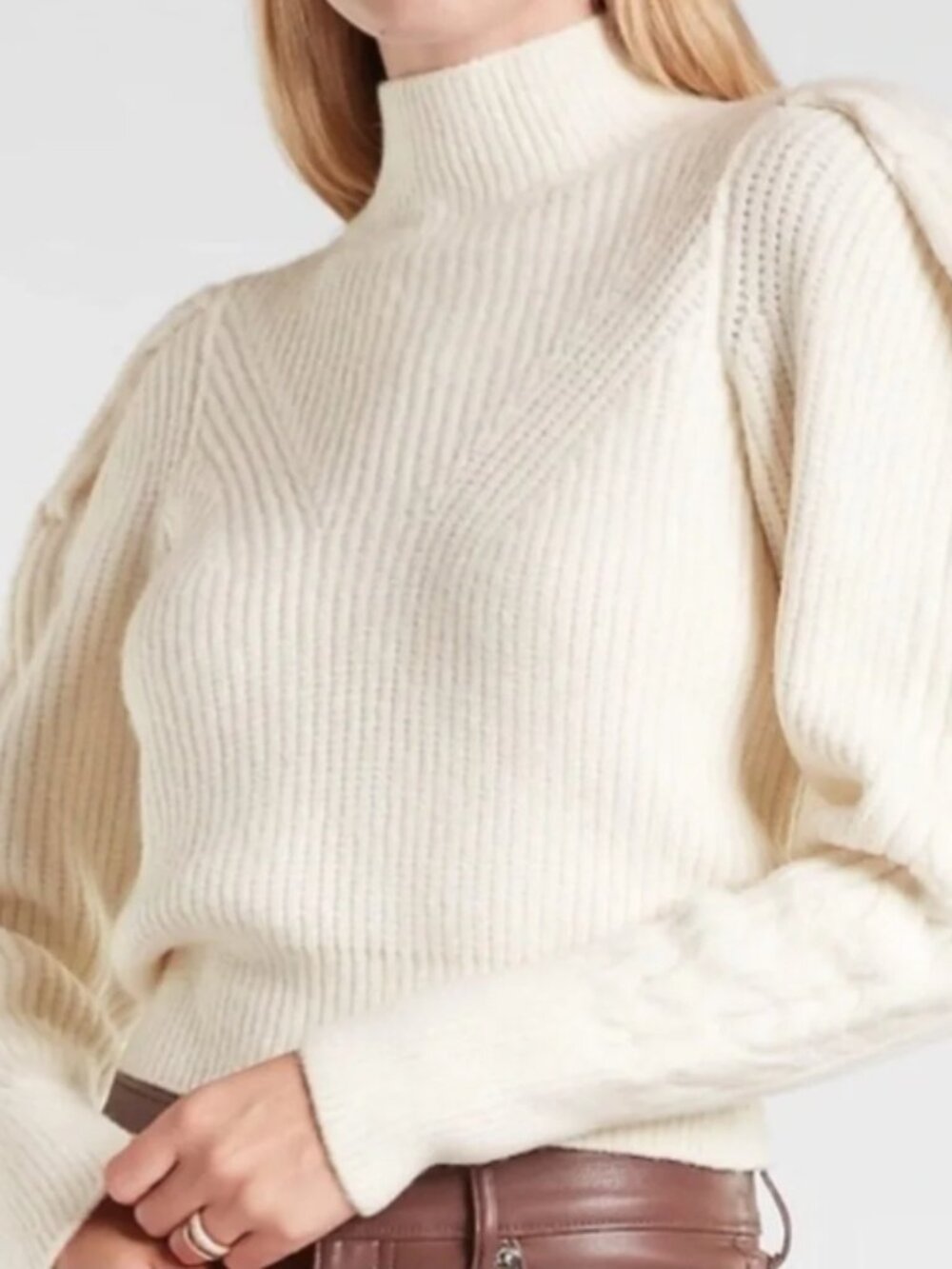 Express Soft Mock Ribbed Sweater with Open Back S